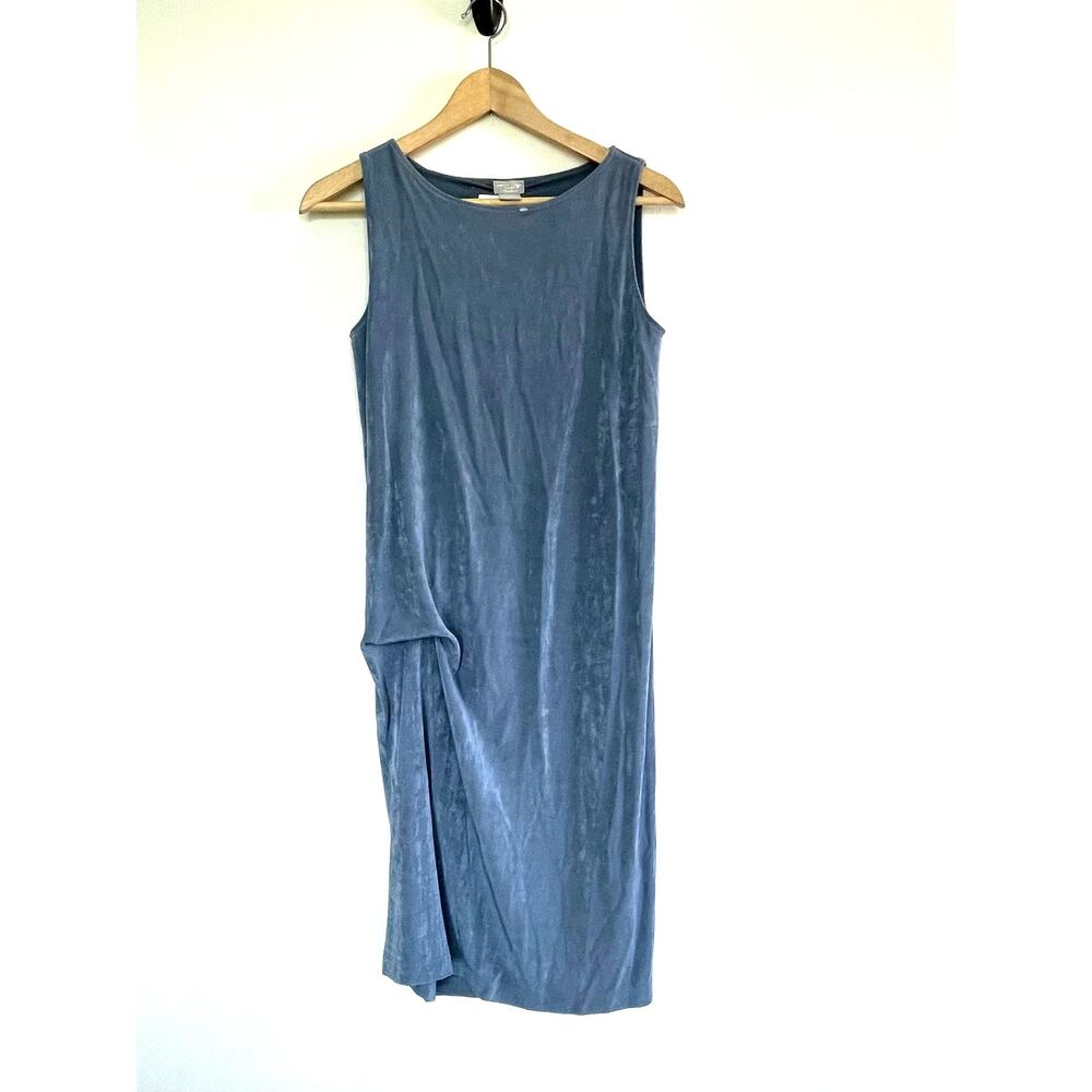 CHICO'S carbon drape front sleeveless wrinkle free travel knee length dress